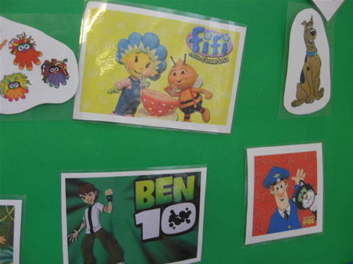 A display to encourage talk using TV characters, Rothesay Nursery
